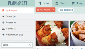 Plan To Eat, search for pasta